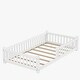 preview thumbnail 7 of 7, Twin House Bed with Fence and Roof for Kids Boys & Girls, White