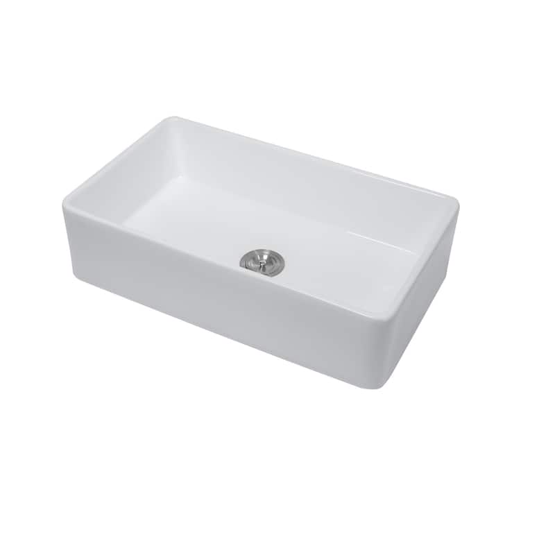 30'' Farmhouse Ceramic Single Bowl Kitchen Sink in White - 30'' x 20'' x 9''