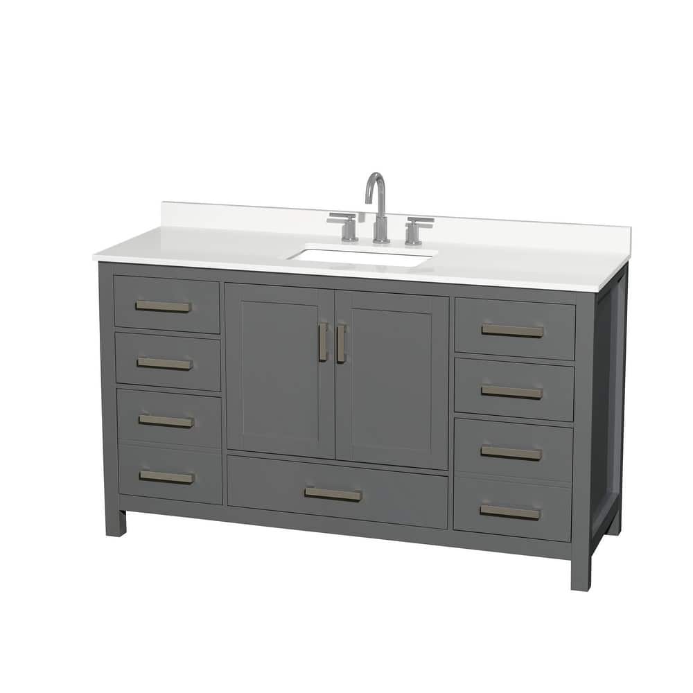 Sheffield 60-inch Single Vanity, 3 Hole Quartz Top