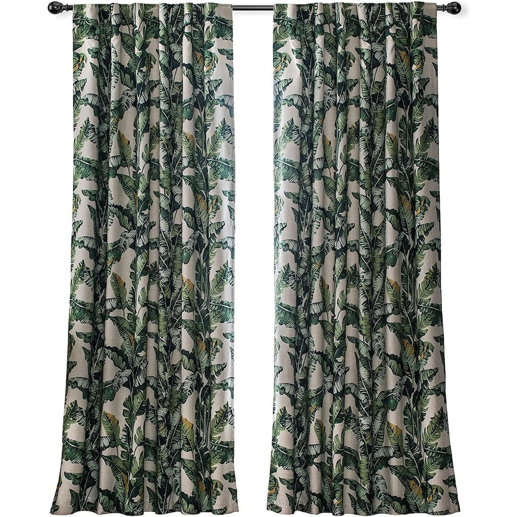 DriftAway Tropical Leaves Botanical Pattern Back Tabs Lined Window Curtains - 52" width x 84 " length - 52" width x 84 " length
