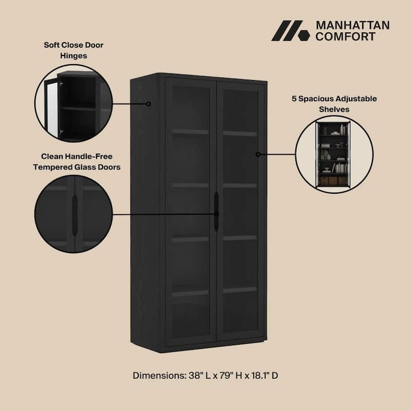 Manhattan Comfort Rivington Modern 38 In Bookcase Cabinet