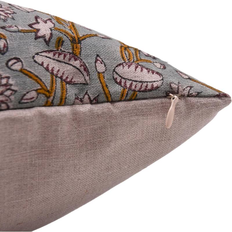 Fabdivine Linen Outdoor Sofa Block print pillow Cover