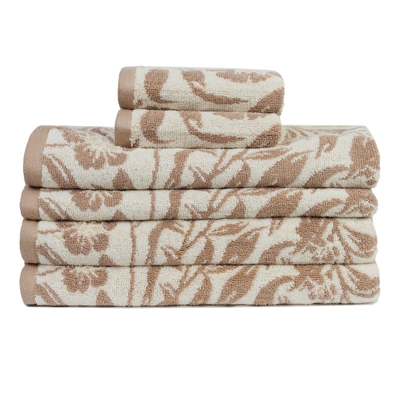 Florence 6-Piece 100 Cotton Bath Towel Set - Linen