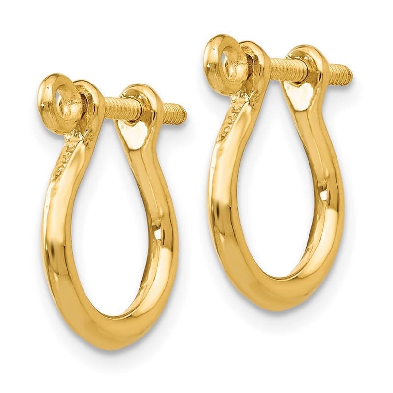 Curata 14k Yellow Gold 15x3mm Polished Screw back Shackle Link Screw Earrings