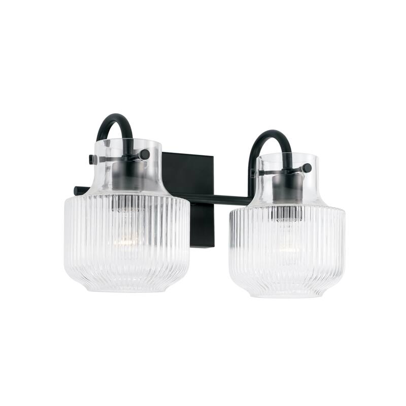 Nyla 2-light Bath/ Vanity w/ Clear Fluted Glass - Matte Black