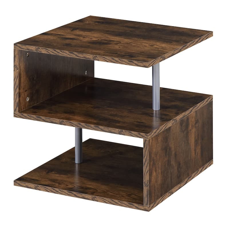 HOMCOM 20" Chic Designer S-Shaped Multi-Level Accent End Table Shelf with Steel Poles, White