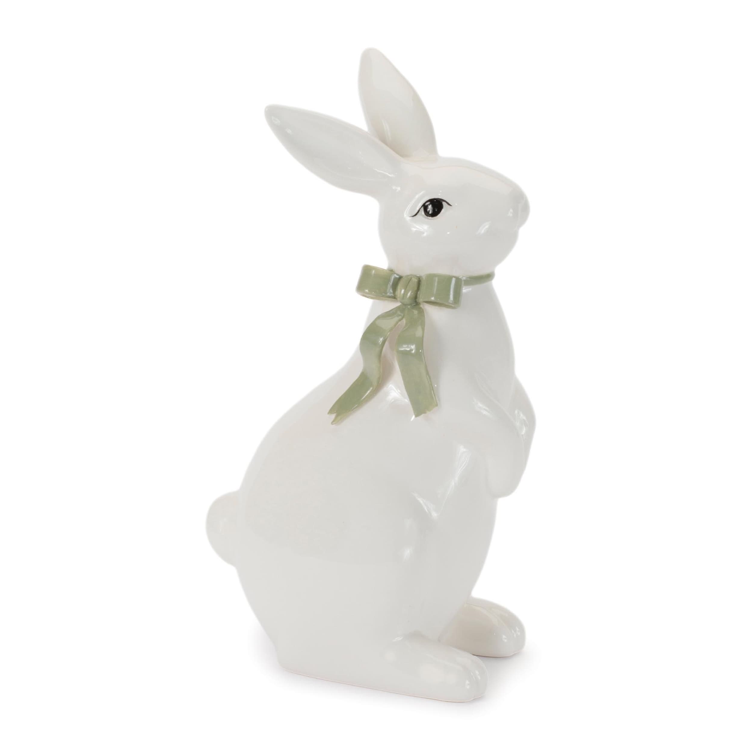 Rabbit Figurine with Bow (Set of 2)