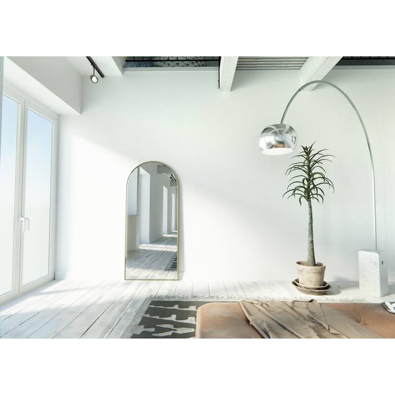 Glass Warehouse Large Arch Shape Stainless Steel Framed Mirror