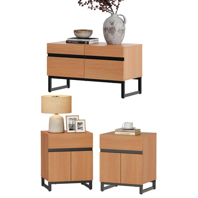 WAMPAT TV Stand and End Table Set of 3