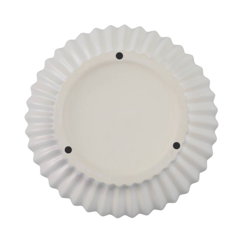 Decorative Ribbed Ceramic Bowl with Matte Finish - 12", White - 12.0"