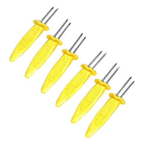 Chef Craft 6pc Jumbo Corn Holders Cob Skewers Set with Stainless Steel Pins