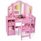 preview thumbnail 1 of 18, Costway Kids Vanity Table & Chair Set 2-in-1 Princess Pretend Play - See Details