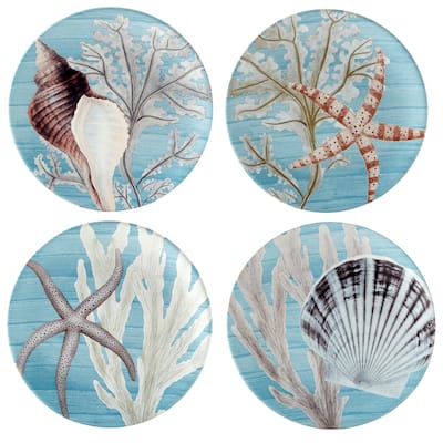 Certified International Beyond the Shore Set of 4 Salad Plates - 9" Diam x 1"