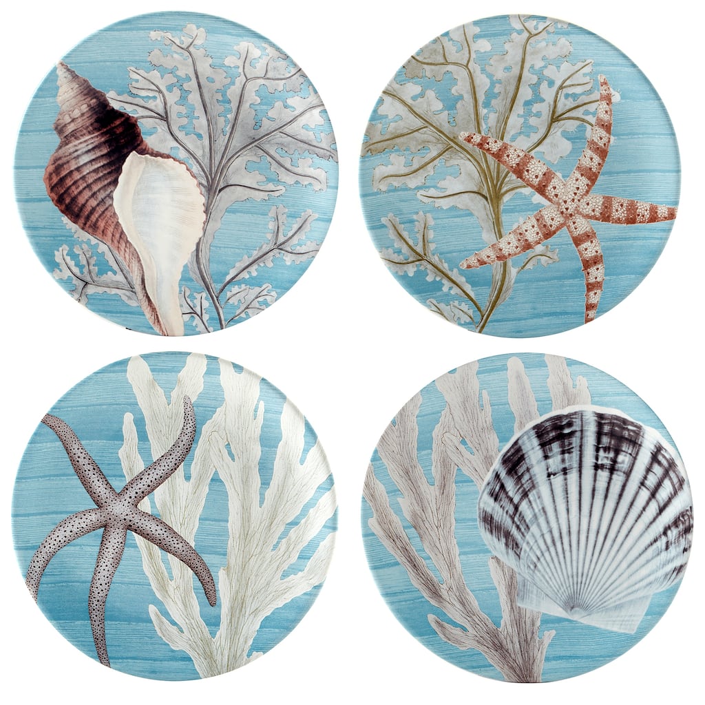 Certified International Beyond the Shore Set of 4 Salad Plates - 9" Diam x 1"