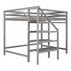 preview thumbnail 5 of 16, Full Size Loft Bed with Built-in Storage Staircase, Side Clothes Hangers and Safety Rail, Solid Wood Slats Support