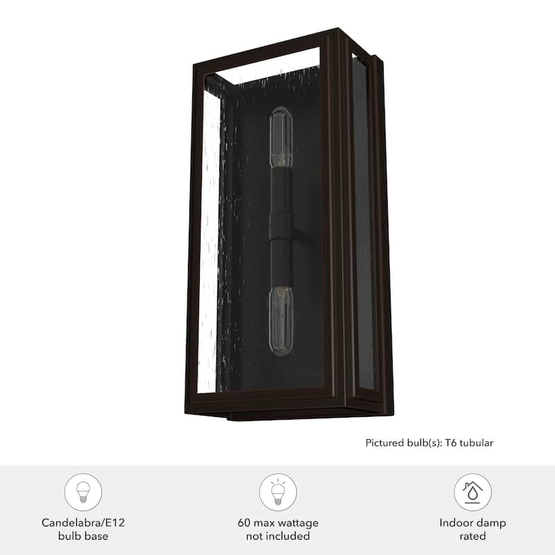 Hunter Felippe 2-Light Wall Sconce - Modern Farmhouse, Industrial, Transitional - Damp Rated!