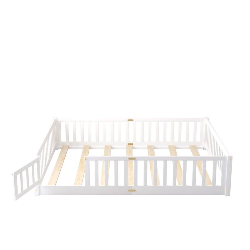 Modern Floor Platform Bed with Fence and Door