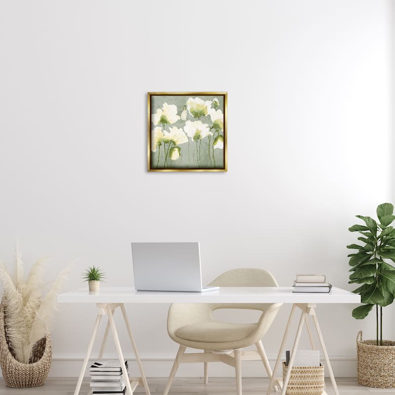 Stupell Modern White Flower Blooms Framed Floater Canvas Wall Art Design By Vanessa Austin