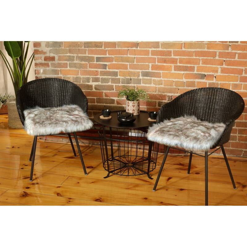 HomeRoots Set Of Two 17" X 17" Gradient Tan Faux Fur Dining Chair Pad - 17