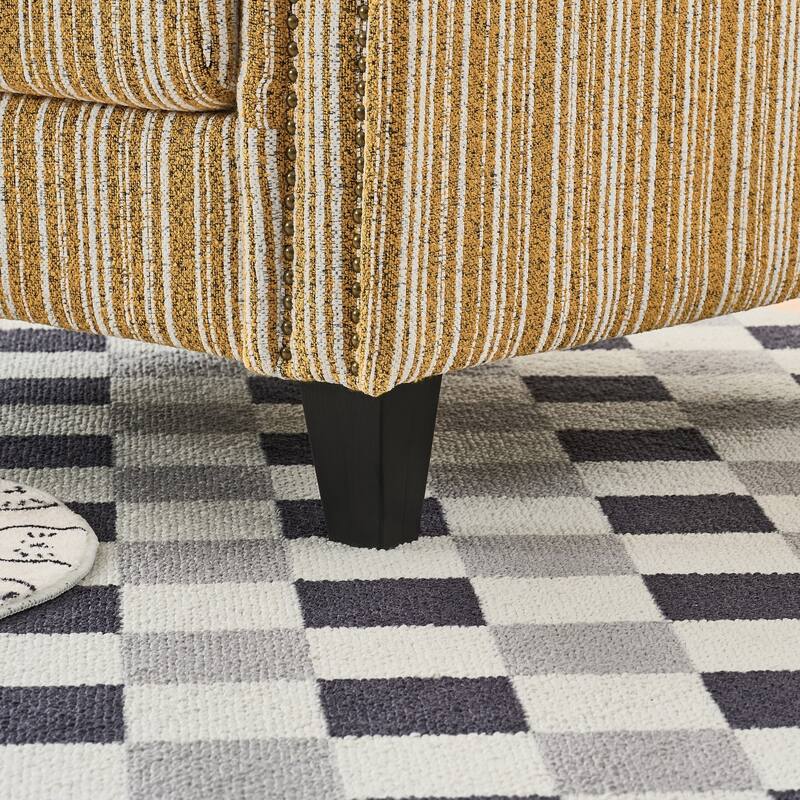 Modern Accent Chair with Arms,Comfy Upholstered Armchair for Living Room,Grey and White Striped Armchair with Nailhead Trim