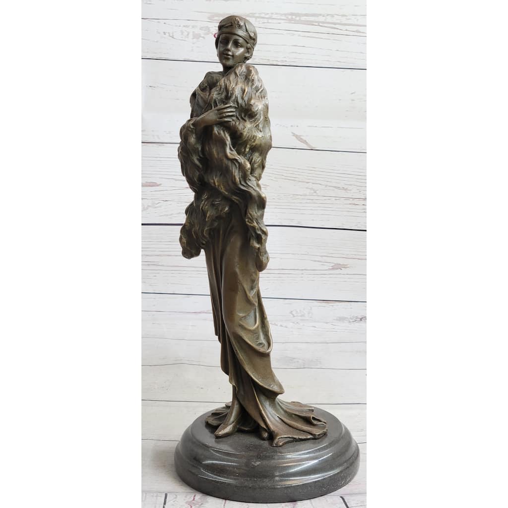 Flapper Fashion 1920S Woman In s Bronze Statue Sculpture Figure 14 Inches X 5 Inches