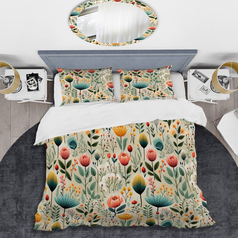 Designart "Gardens" Multicolor Bohemian - Bed Cover Set With Shams