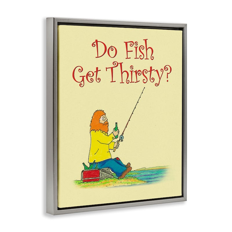 Stupell Do Fish Get Thirsty Humor Framed Floater Canvas Wall Art Design By Roger Straub