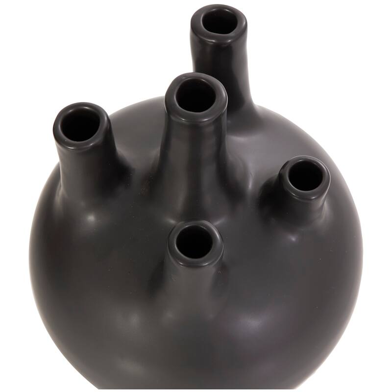 CosmoLiving by Cosmopolitan Black or White Ceramic Round Bud Vase with Multiple Openings (Set of 3)