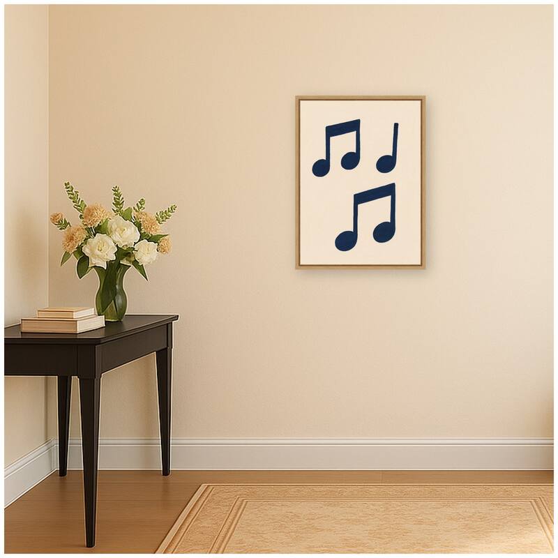 Kate and Laurel Music Notes by Laura Moss Framed Canvas Wall Art Print