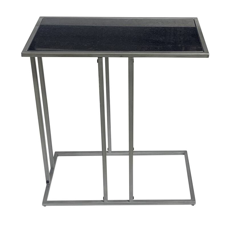 Marble Rectangular End Table - 26" - Black and Silver