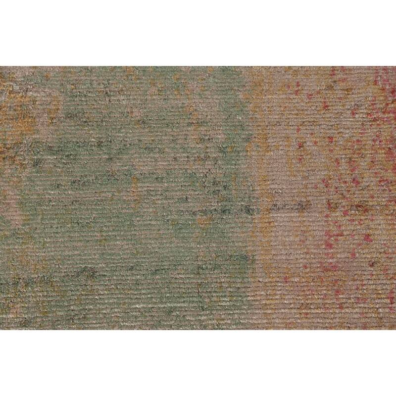 Contemporary Area Rug Hand-Knotted Multi-Color Abstract Wool Carpet - 6'9" x 9'10"