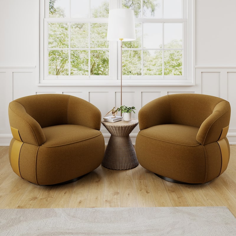 Kieon 33"W 360 Swivel Barrel Chair Modern Accent Chair Set of 2