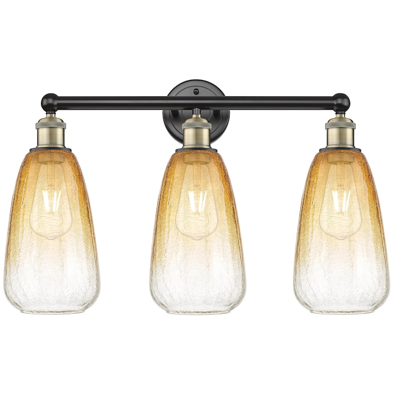 Innovations Lighting 616-3W-16-24 Brookhaven Almond Vanity Brookhaven - Black Antique Brass / Amber
