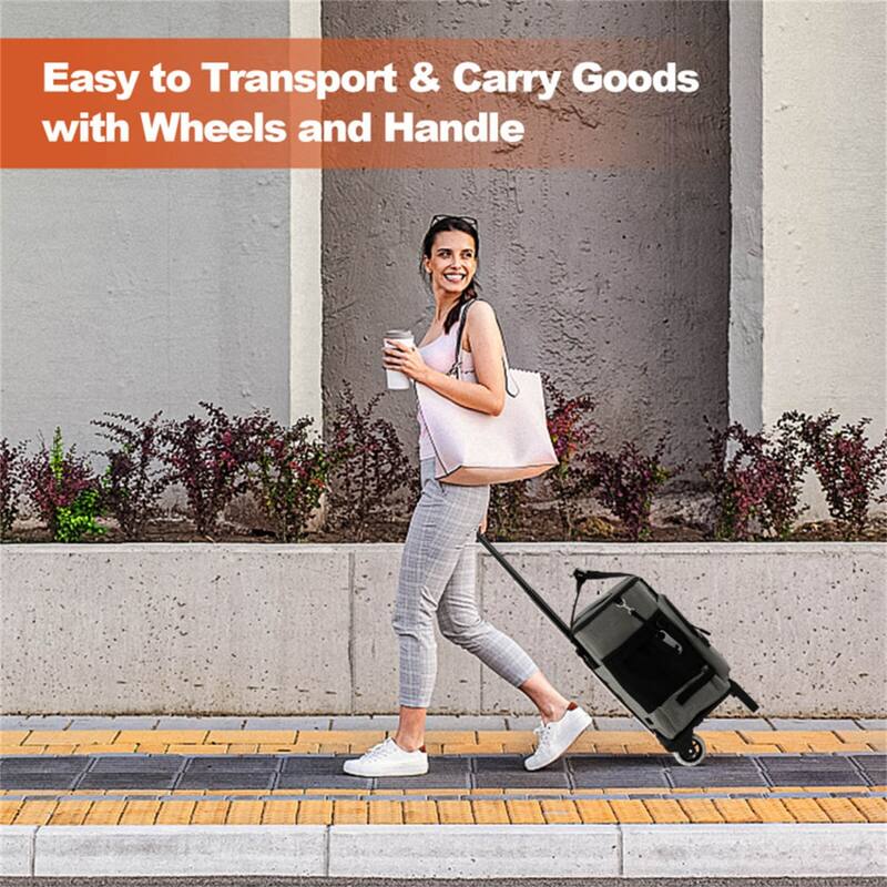 40L Rolling Cooler Bag with Wheels and Adjustable Handle - 15" x 11" x 17"