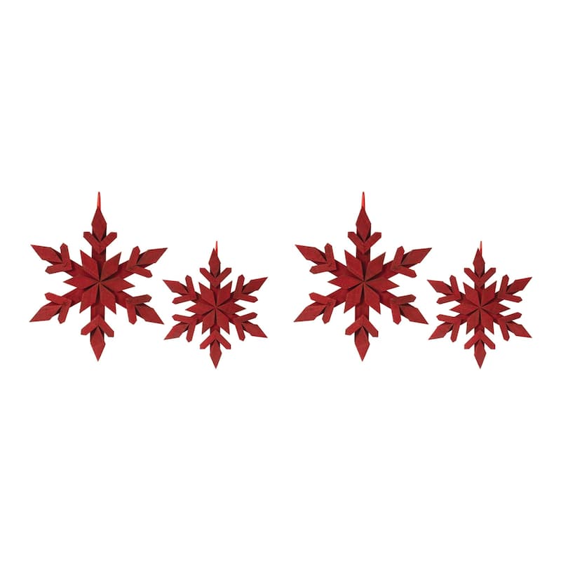 Wood Snowflake Christmas Ornaments - 18" - Set of 4
