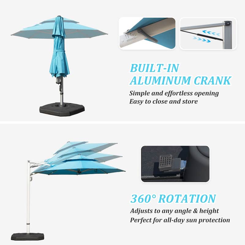 Round Cantilever Umbrella with Center Pole(Base Not Included)