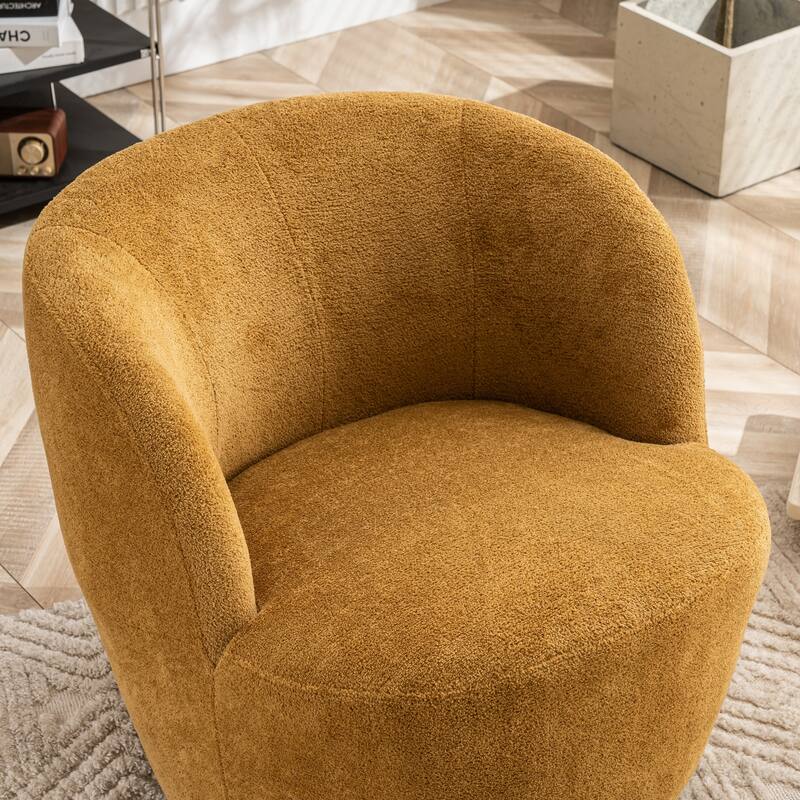 Swivel Accent Chair, Furry Round Barrel Chair
