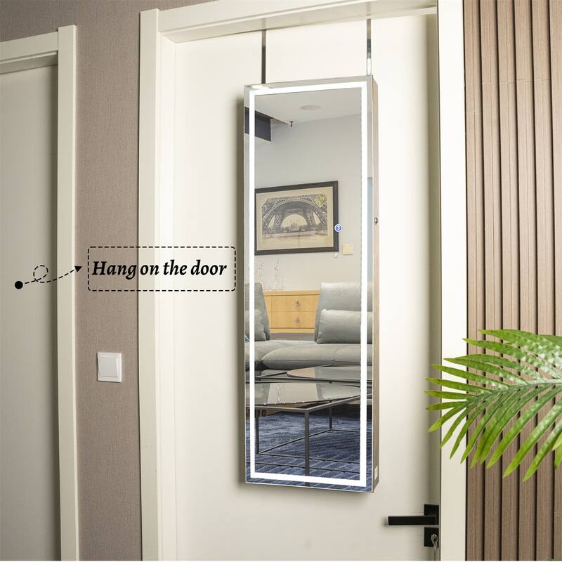 Fashion Simple Jewelry Storage Mirror Cabinet with LED Lights