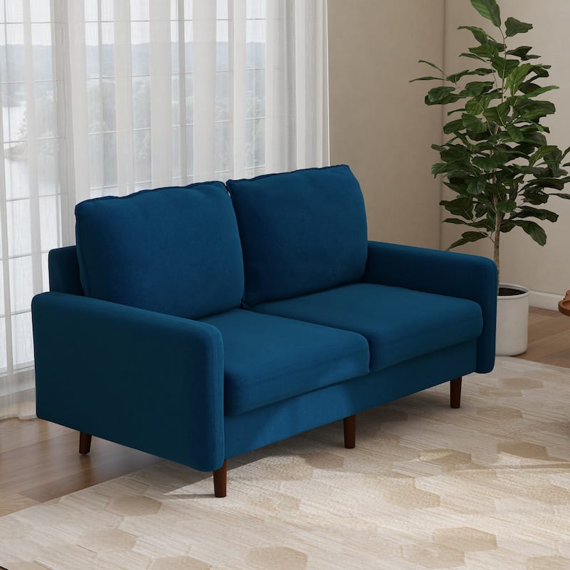 Velvet Loveseat Sofa With Wood Legs