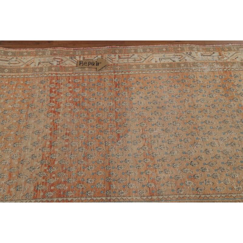 All-Over Botemir Persian Vintage Runner Rug Hand-Knotted Wool Carpet - 3'5" x 9'5"