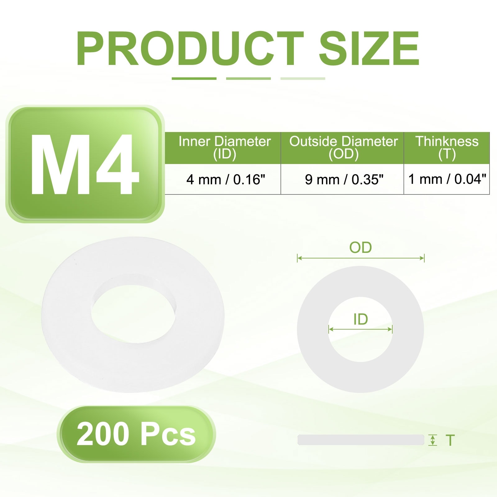 M2 Nylon Flat Washers, Plastic Round Gasket Sealing Washer Spacer for Bolts Screws Pipe Water Hose