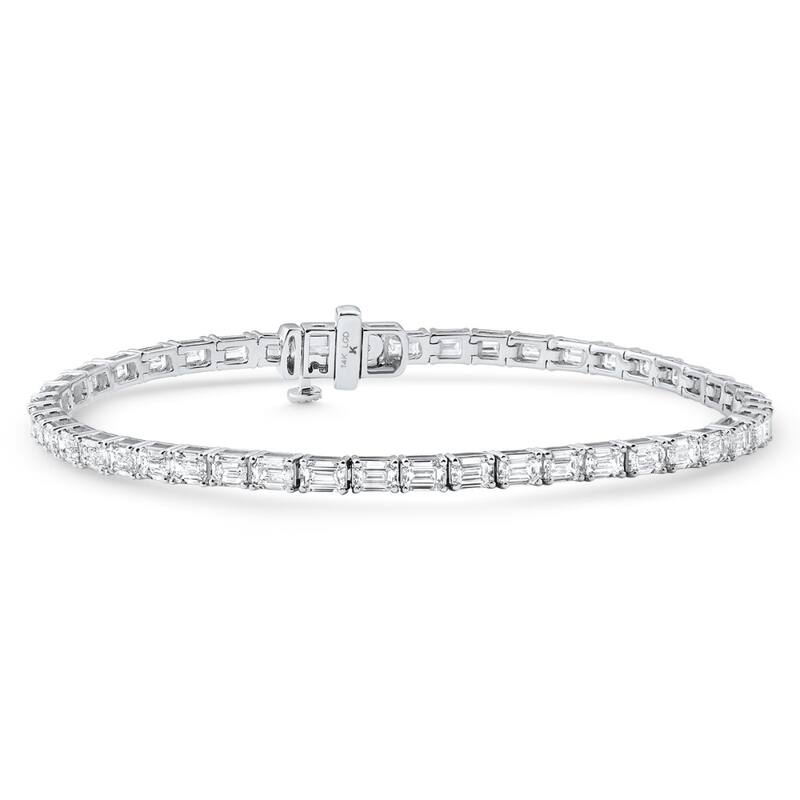 Bliss Diamond 7Ct Emerald Cut Diamond East West Tennis Bracelet White Gold Lab Grown