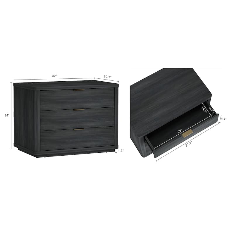 Manhattan Comfort Evelyn 32" Nightstand (3-Drawer)