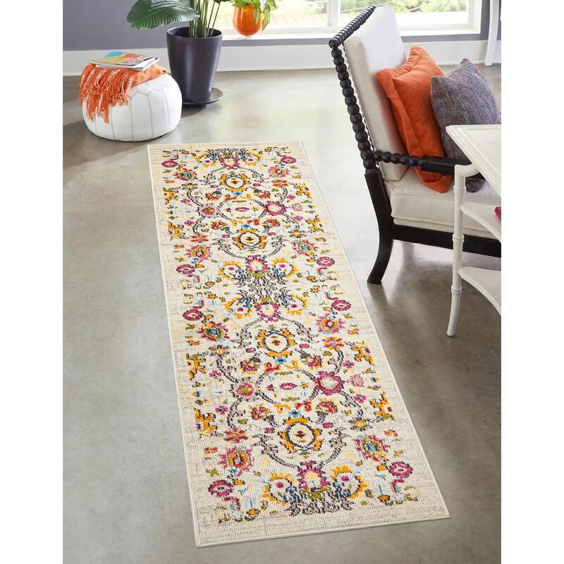 ECARPETGALLERY Machine Made Rosa Ivory Area Rug