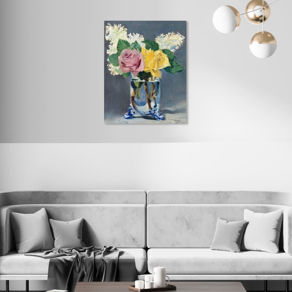 Wynwood Studio Floral and Botanical Edouard Manet - Lilacs and Roses Yellow and Traditional Wall Art Canvas Print