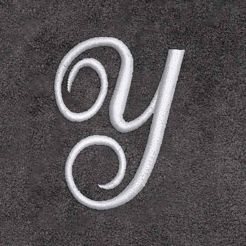Avanti Granite with Silver Script Monogram Bath Towel Letter Y - Bath Towel