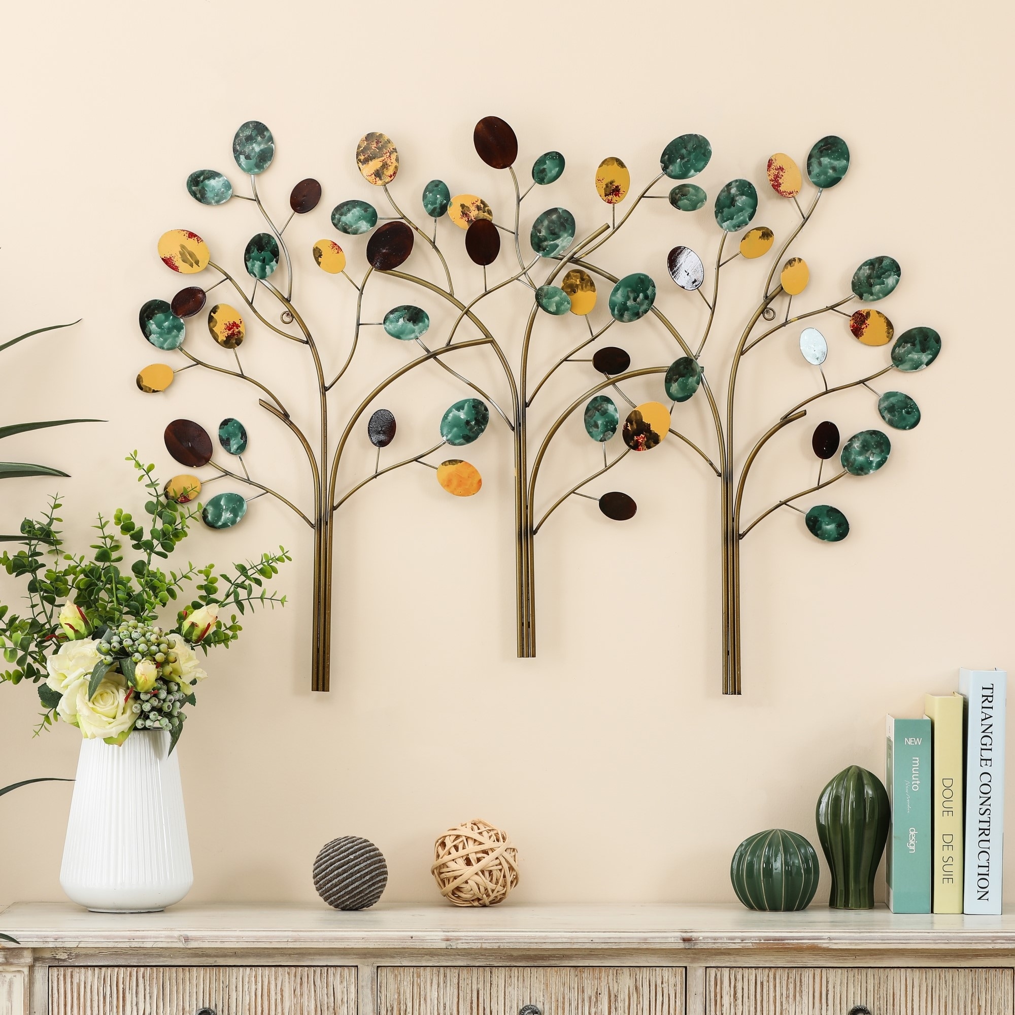 Multi-Color and Gold Metal Trees Wall Decor - Bed Bath \u0026 Beyond - 22403672, image size:2000x2000