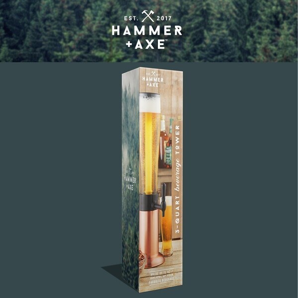 Hammer and Axe Beer Tower Drink Dispenser - 8 x 8 x 29 - Bed Bath