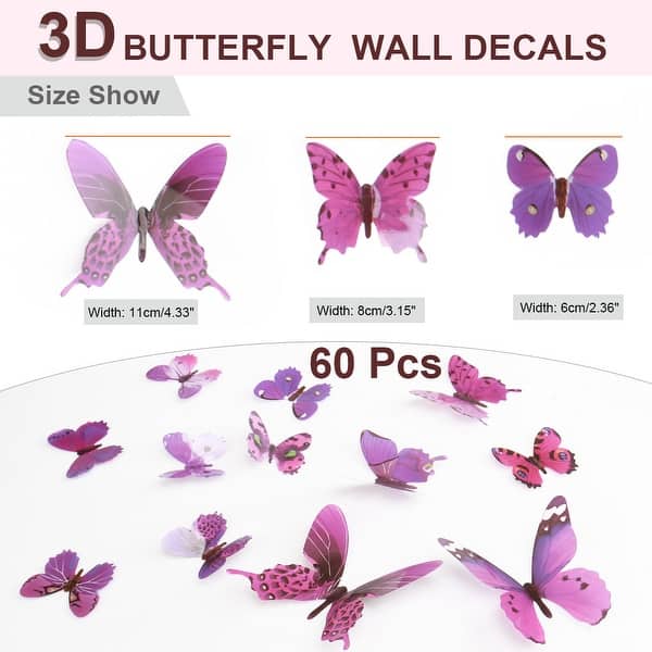 Shop 60pcs 3d Butterfly Wall Sticker Decals Paper Stickers For