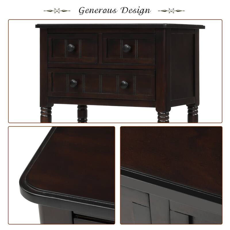 Wooden Console Table, Sofa Table with Storage Drawers and Shelf